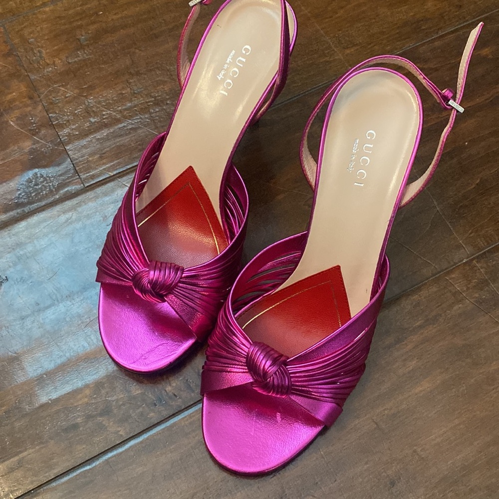 Gucci Pink Slingback Crawford Heeled Sandals
